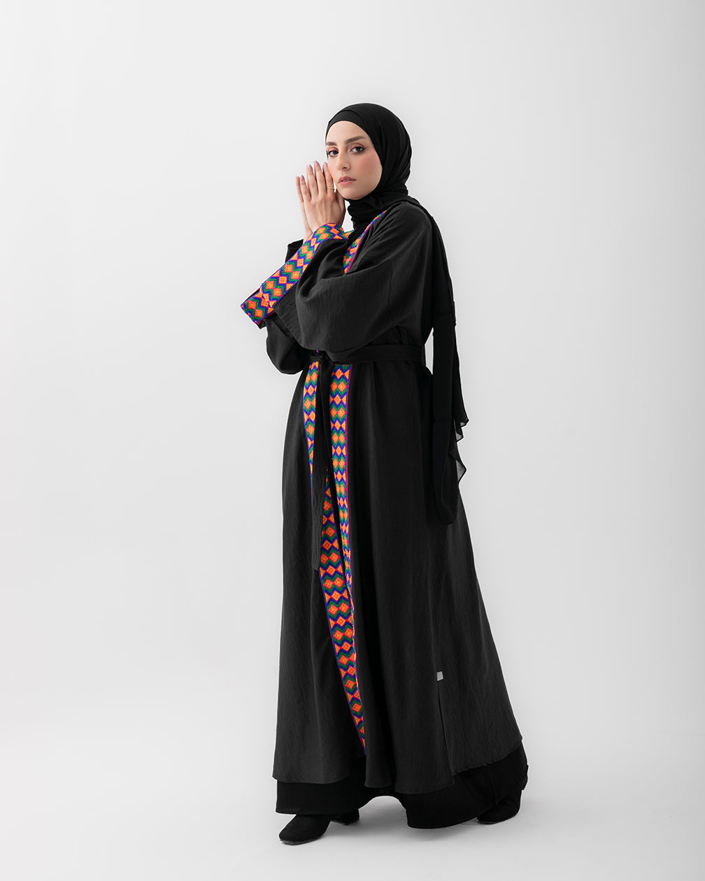 Open Linen Kaftan Black code 1111