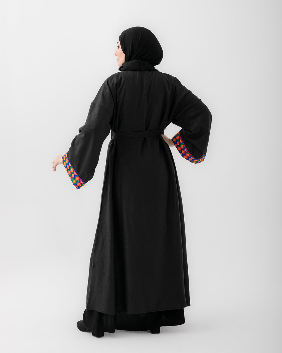 Open Linen Kaftan Black code 1111