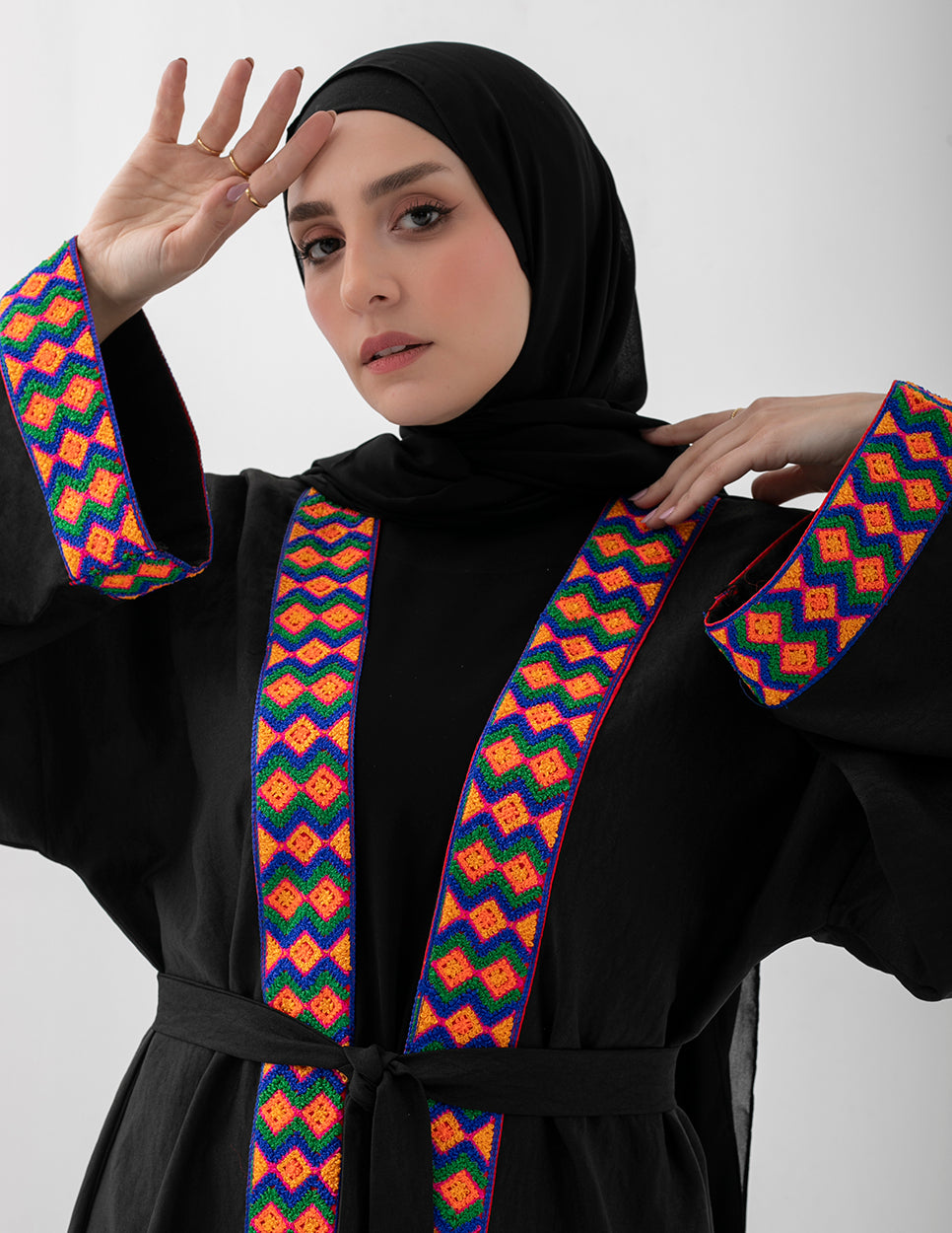 Open Linen Kaftan Black code 1111