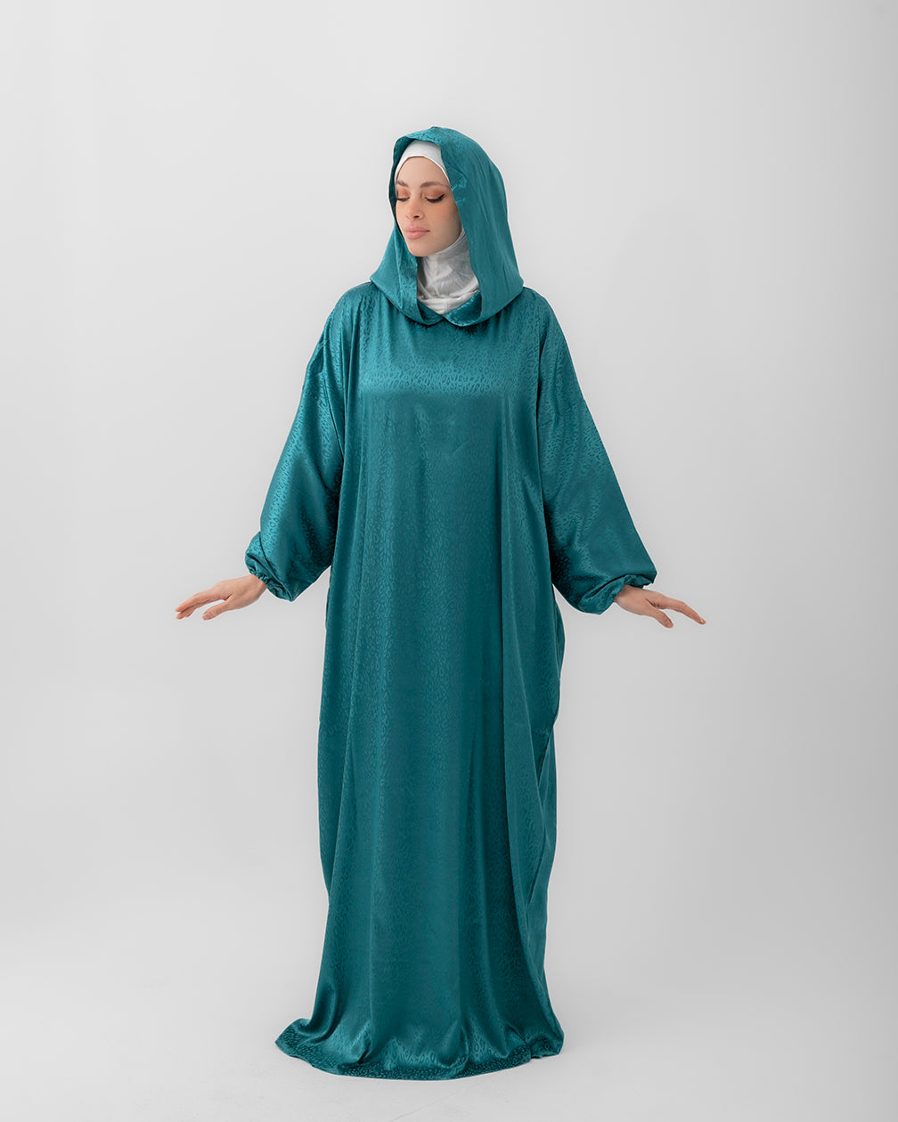 Moroccan Satin Prayer Wear Teal code 2000