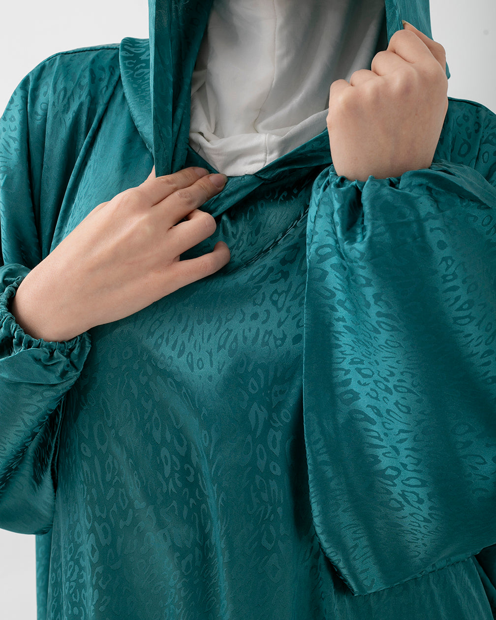 Moroccan Satin Prayer Wear Teal code 2000