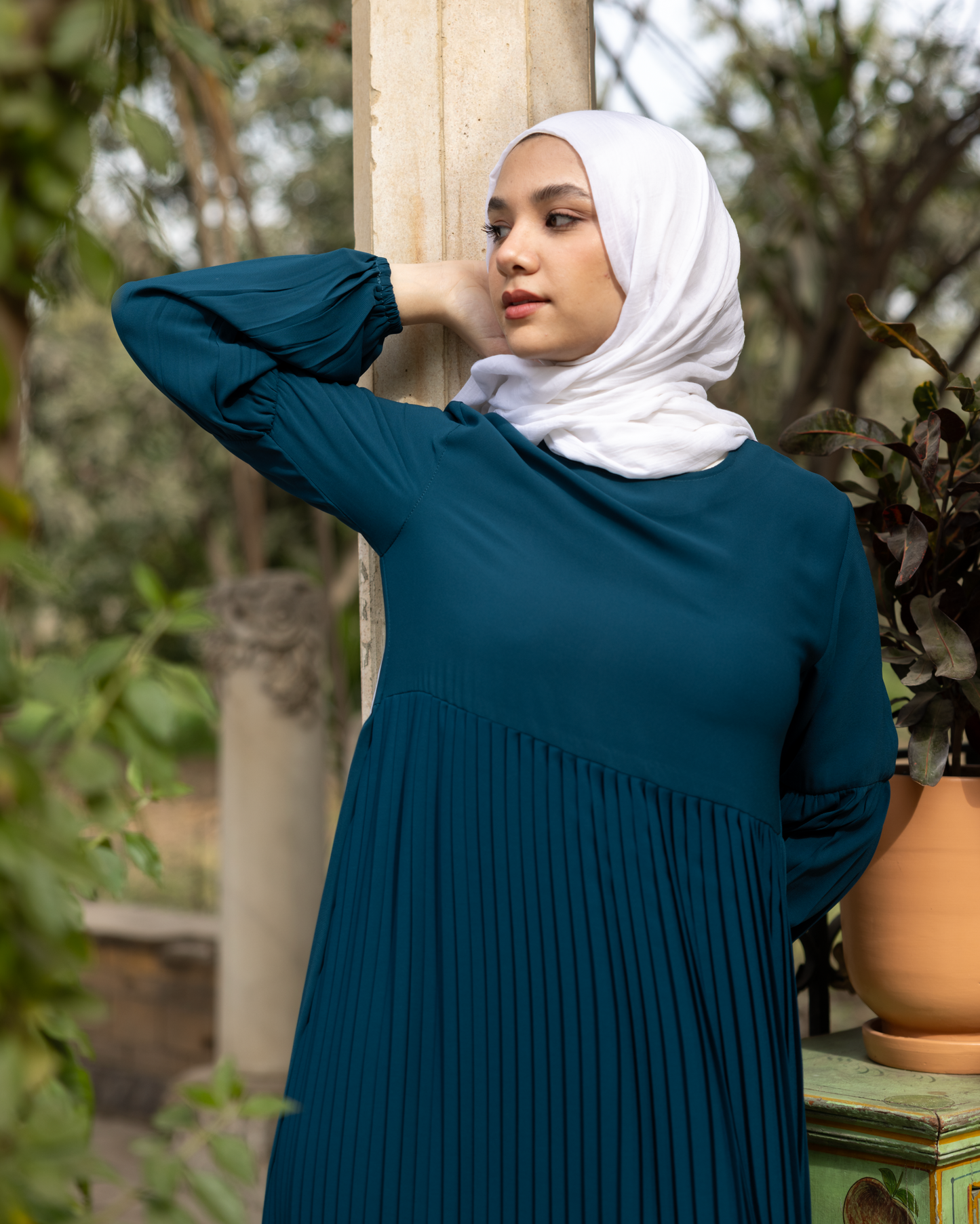 Pleated Crepe Code 655 Teal