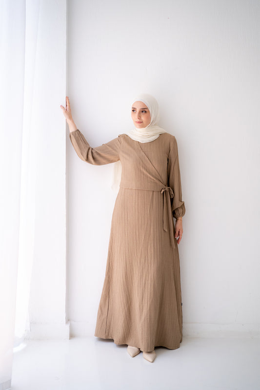 Rosy Soft Crinkle wrap Dress Code 400 Café