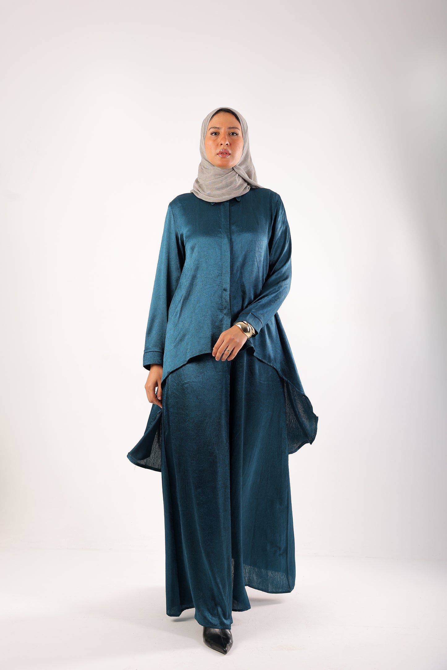 Silk Wide-Leg Set – Code 4695 Blue