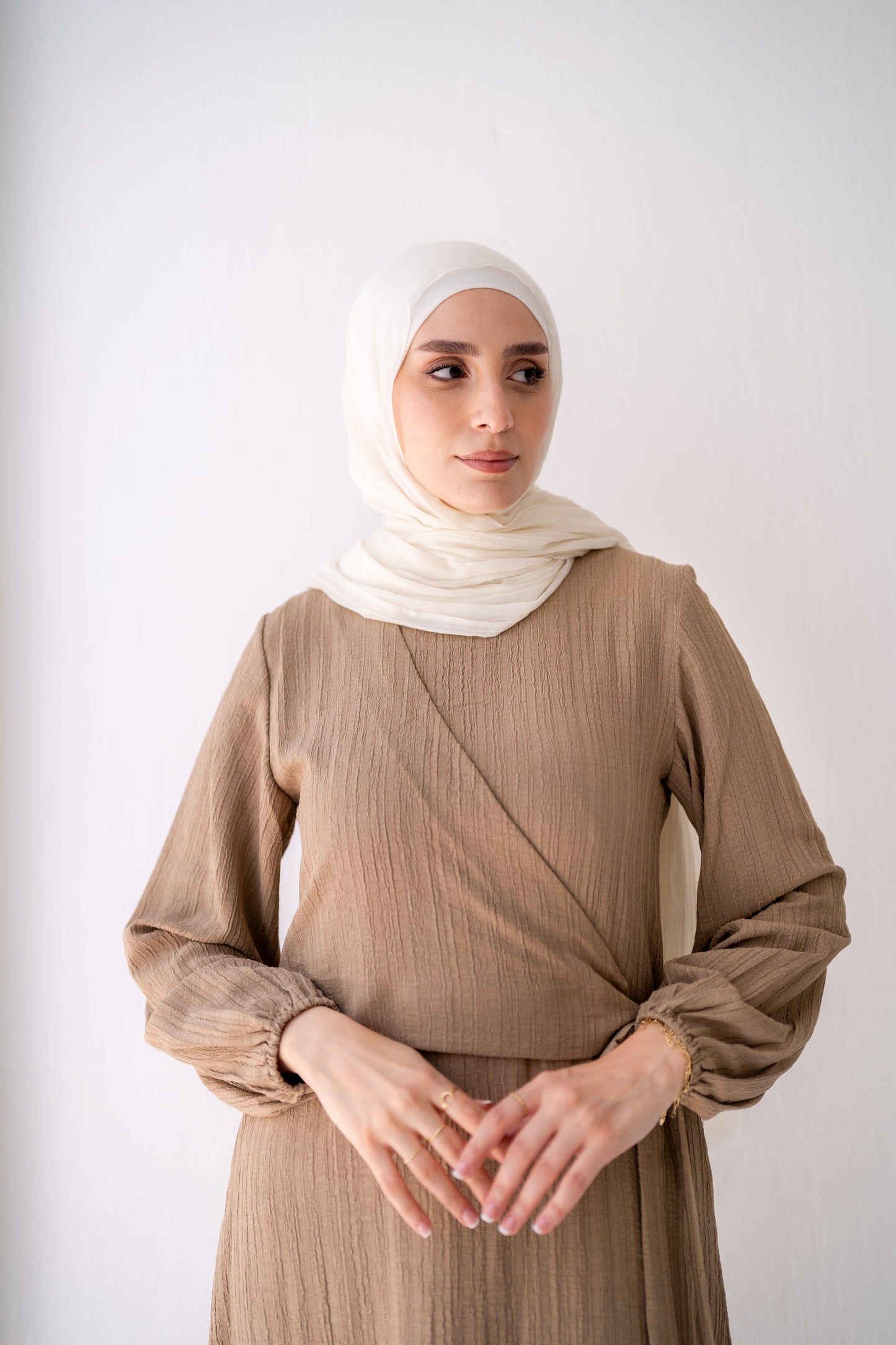 Rosy Soft Crinkle wrap Dress Code 400 Café
