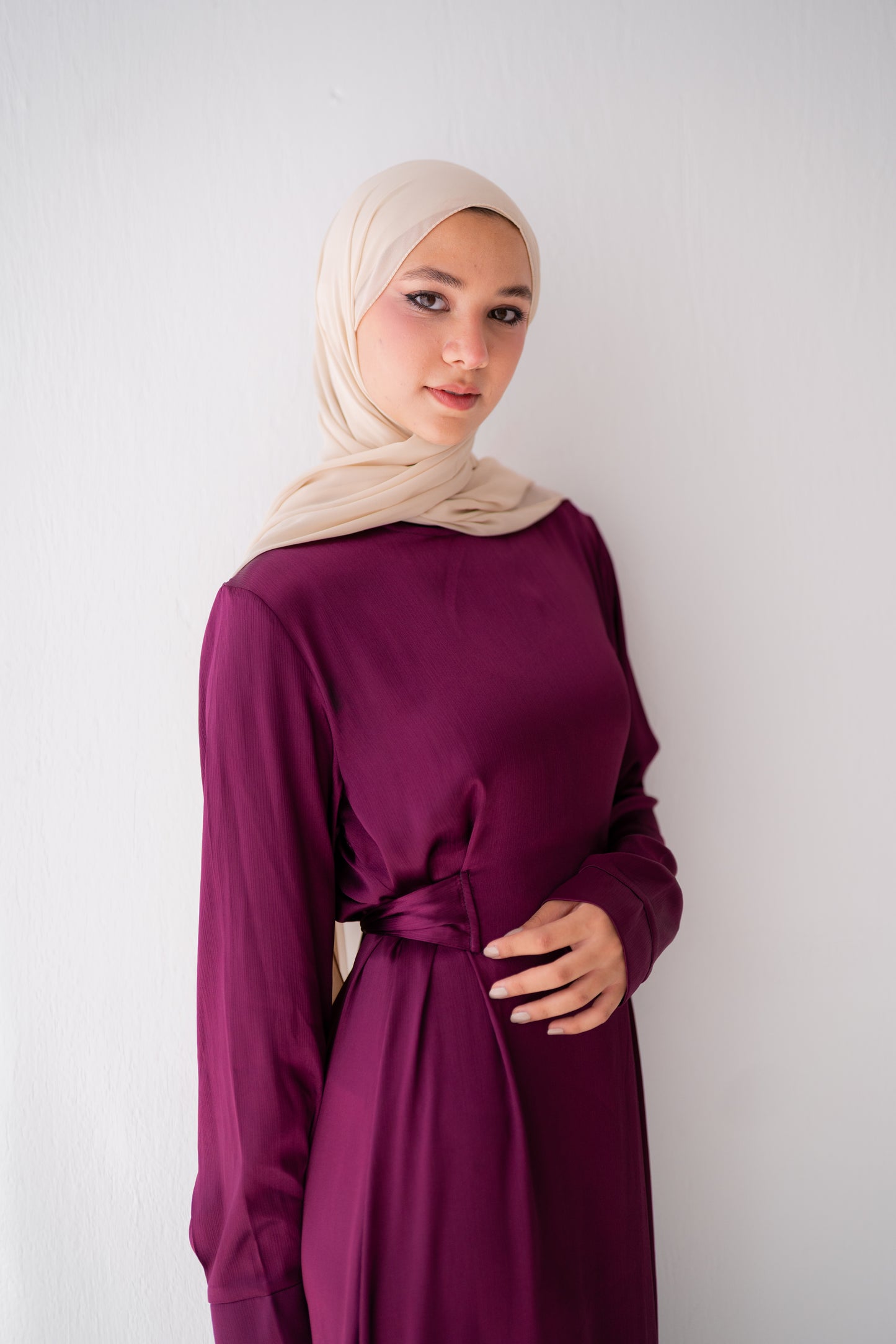 Silk dress with attached belt code 307