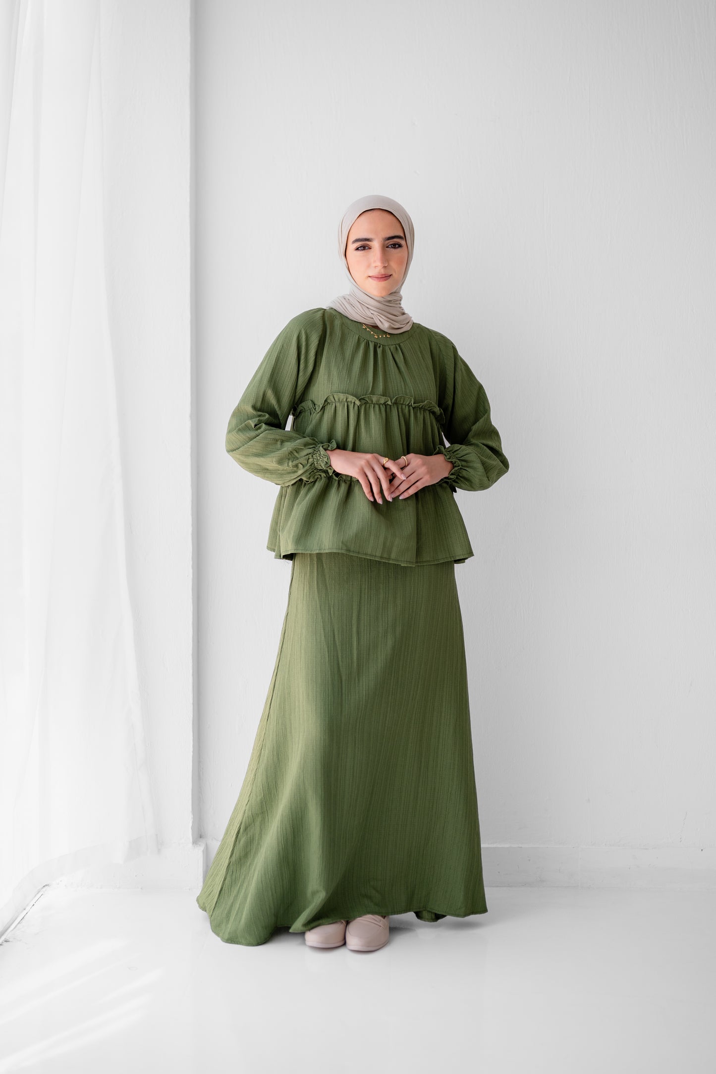 Soft Crinkle Basic Skirt Code 119 Green