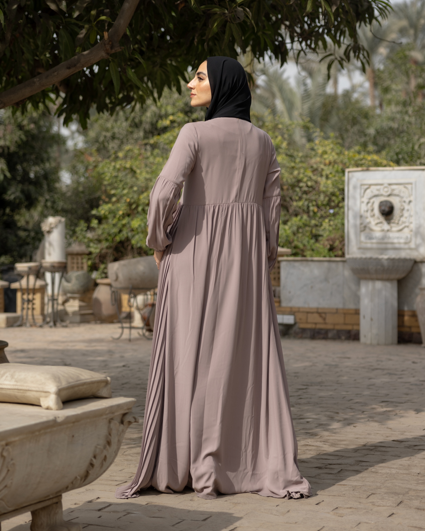 Pleated Crepe Dress Code 655 Light Café