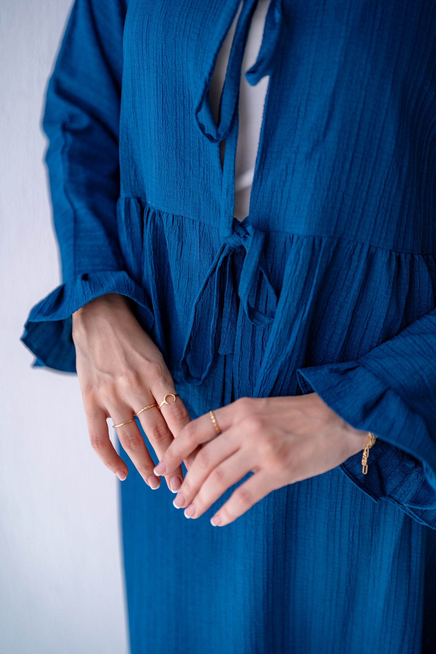 Soft Crinkle Blouse Code 403 Blue Petrol
