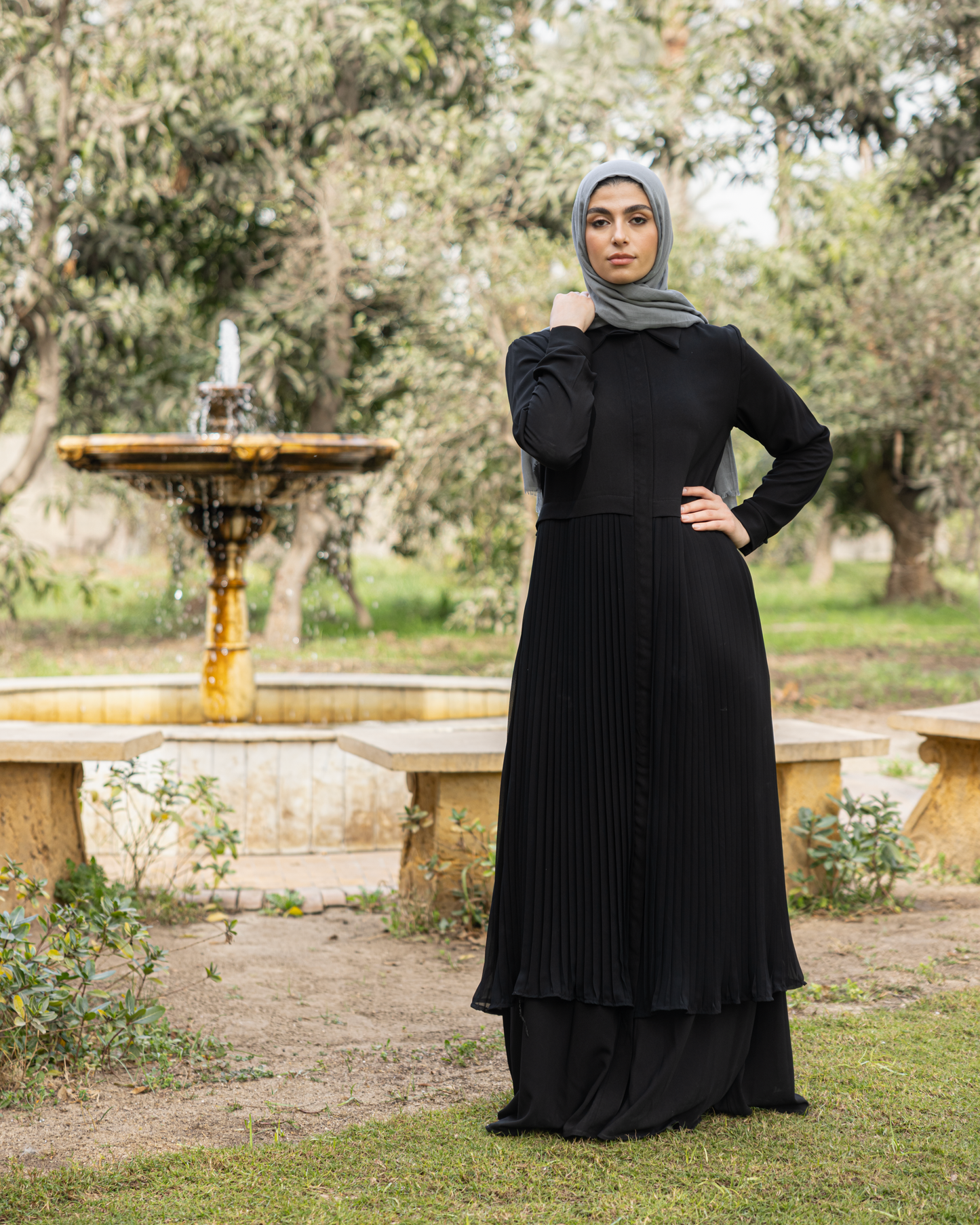 Pleated Abaya code 115 Black