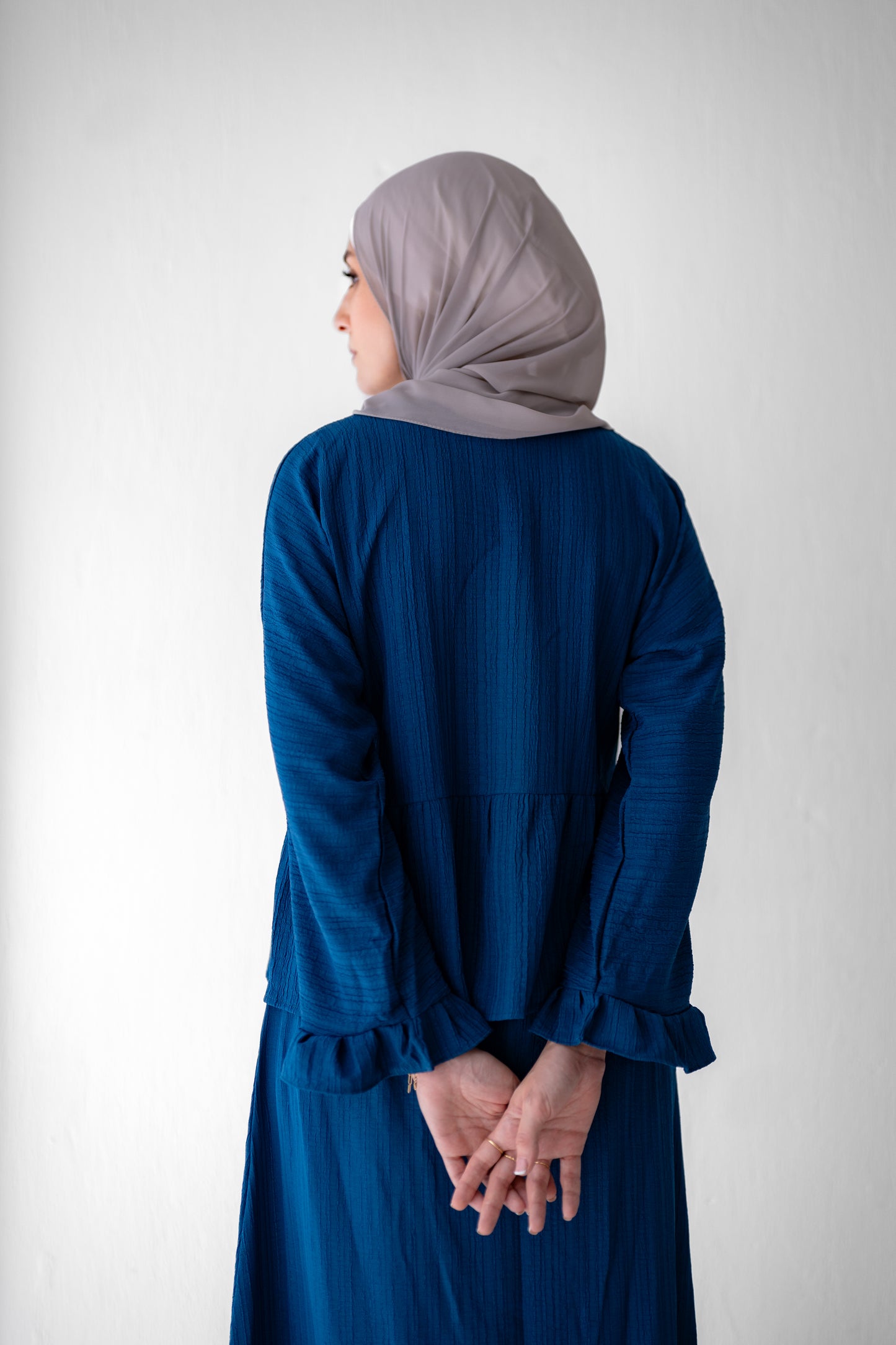 Soft Crinkle Blouse Code 403 Blue Petrol