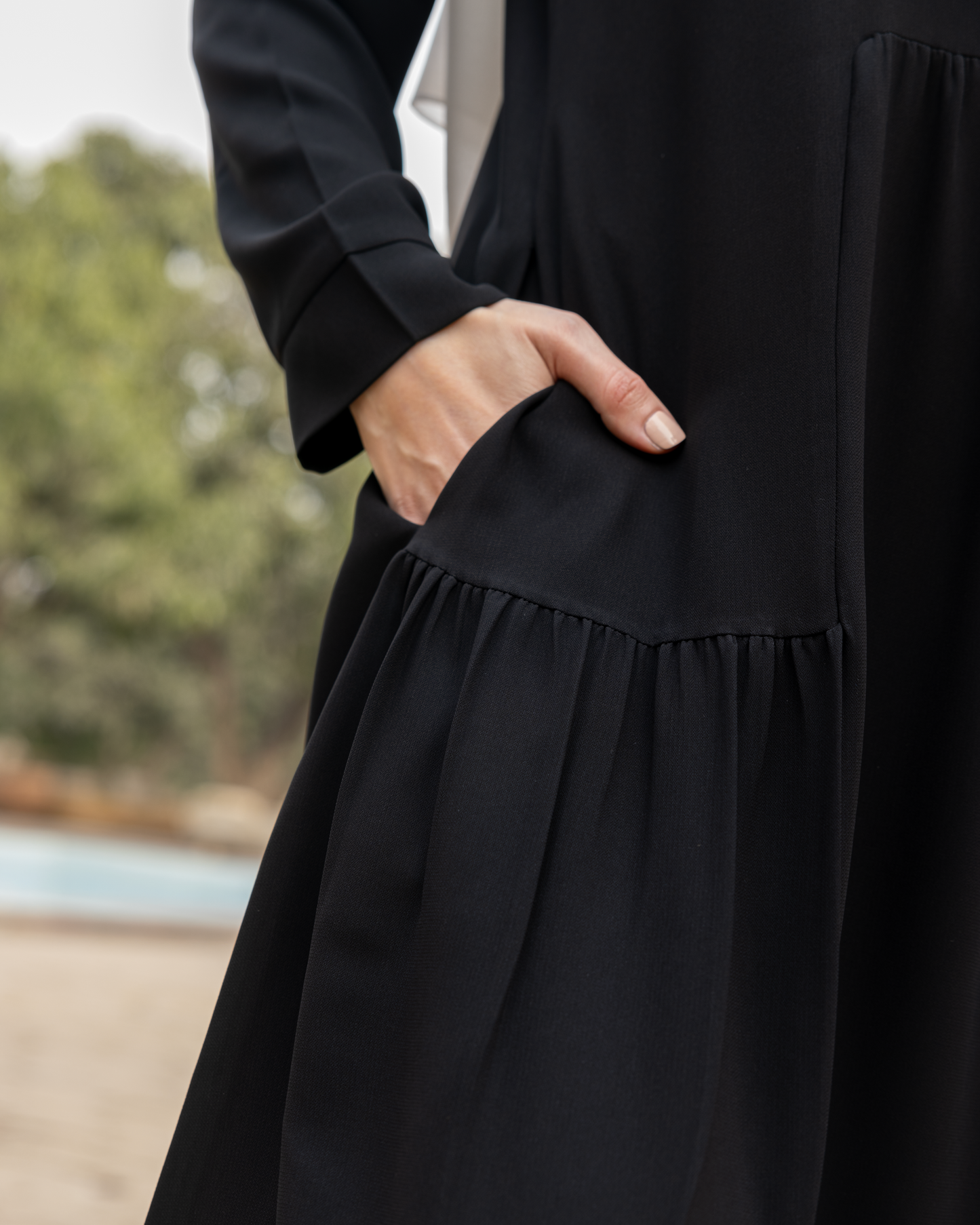 Crepe Abaya with pockets Code 301 Black