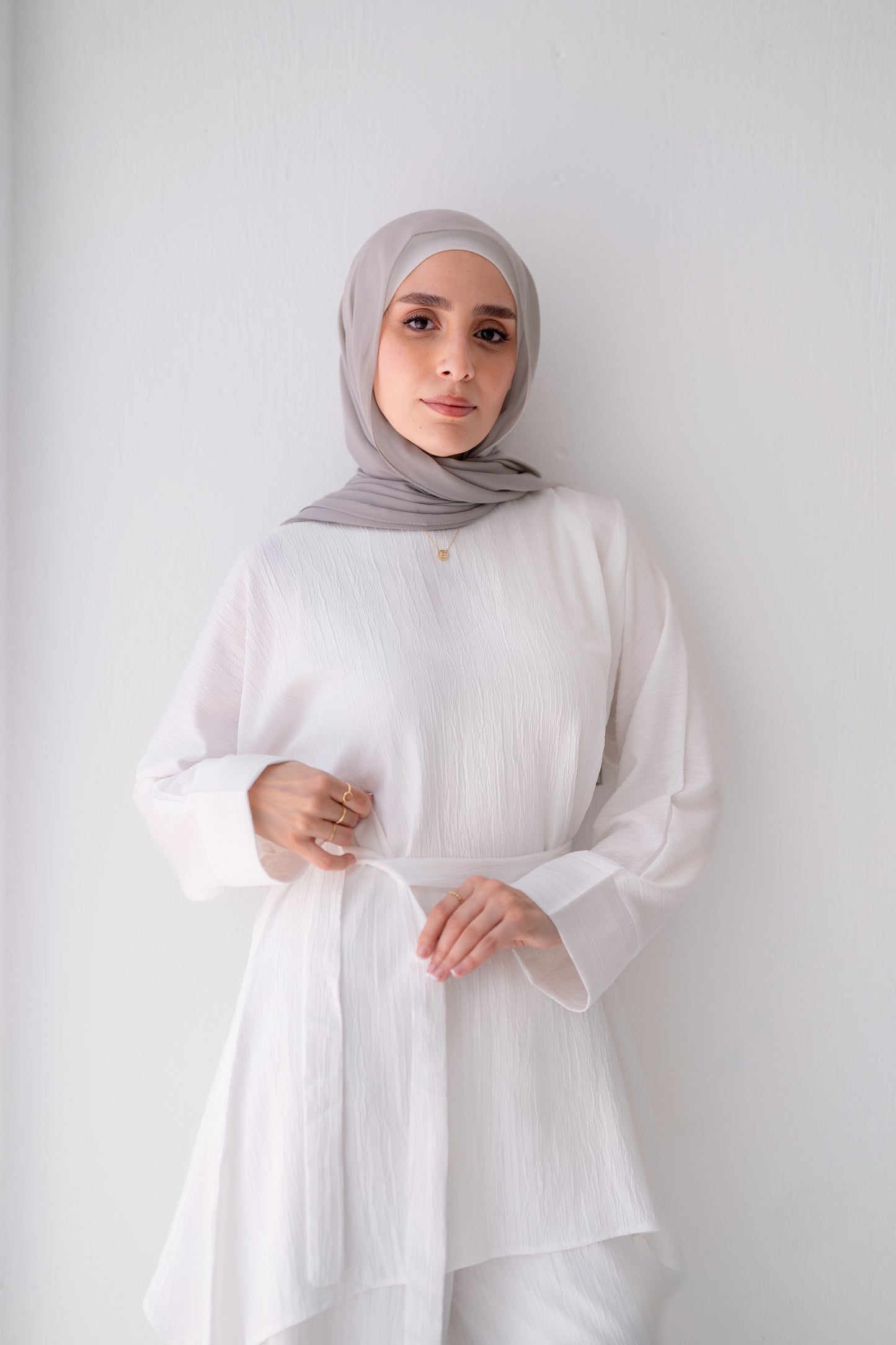 Crinkle Asymmetric long Blouse code 10C