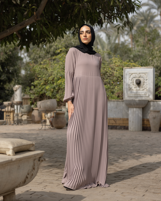 Pleated Crepe Dress Code 655 Light Café