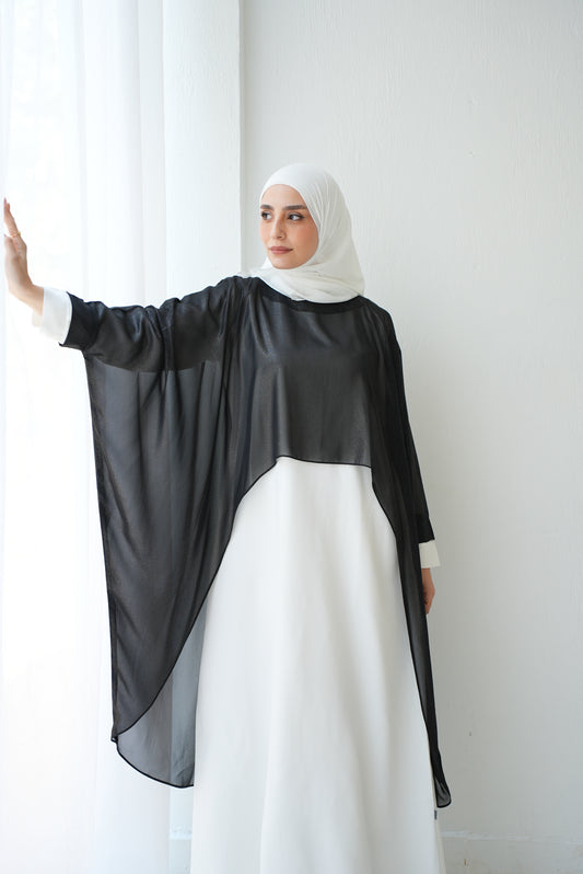 Elegant  chiffon cape in black shimmer Code 2b