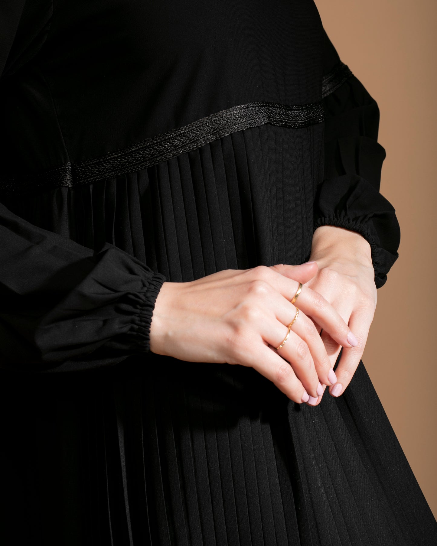 Pleated Abaya code 655. Black
