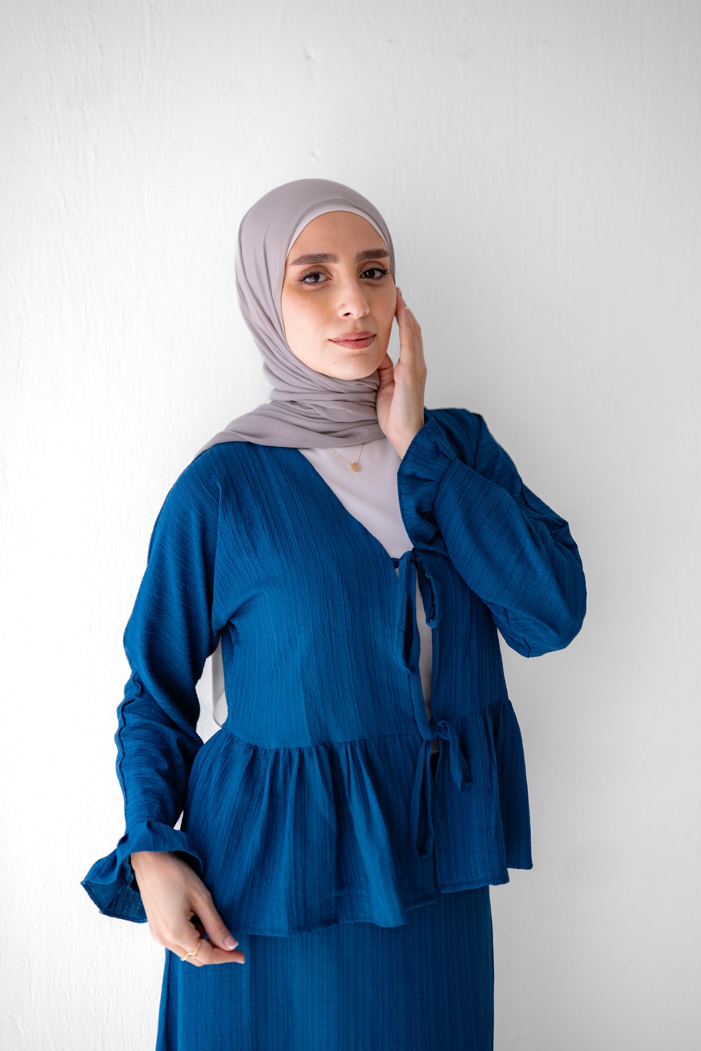 Soft Crinkle Blouse Code 403 Blue Petrol