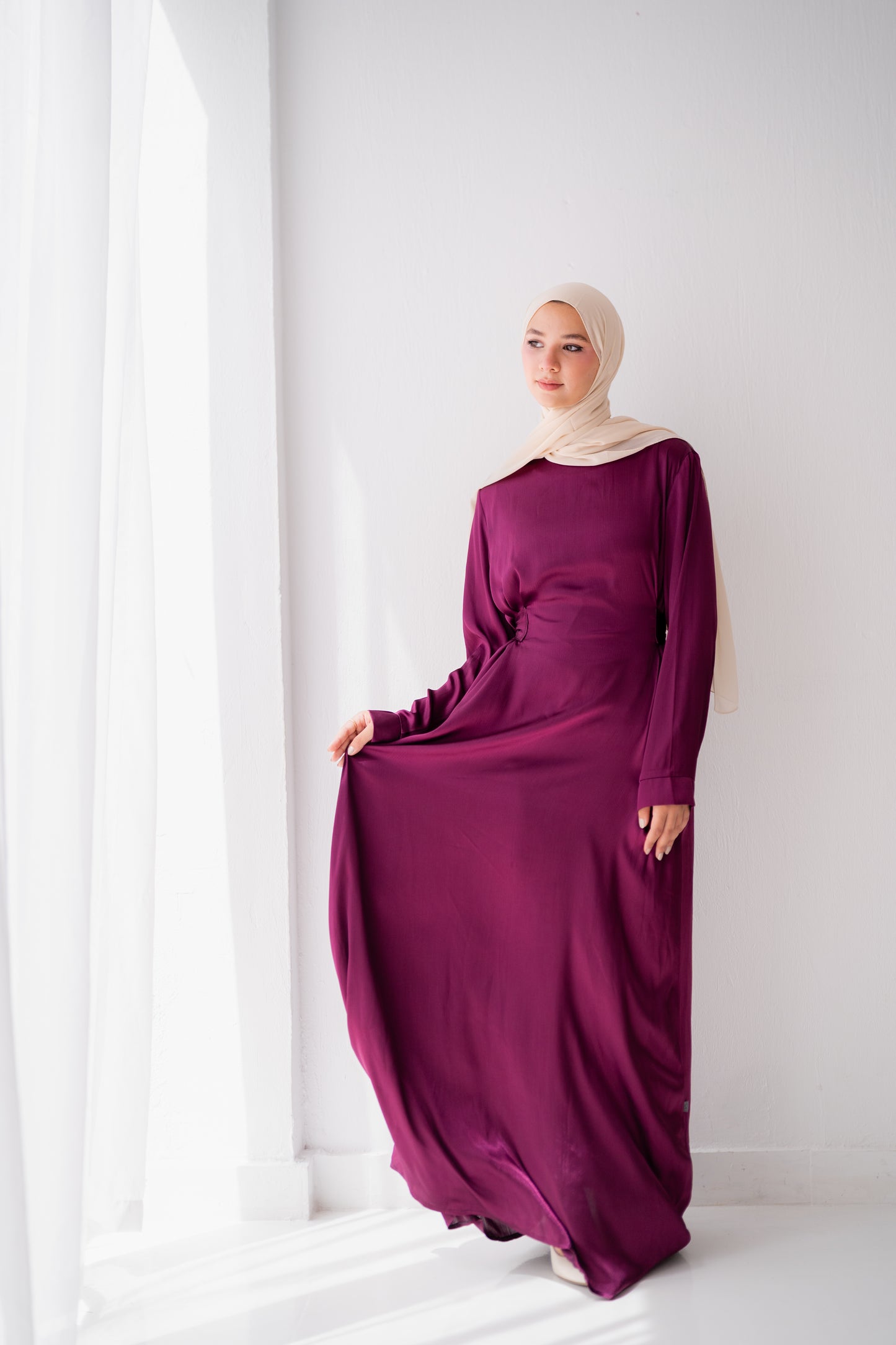 Silk dress with attached belt code 307