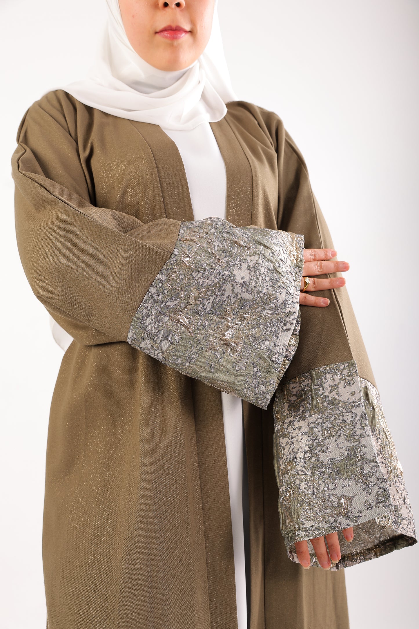 Elegant Shimmer Caftan – Code 511 Olive