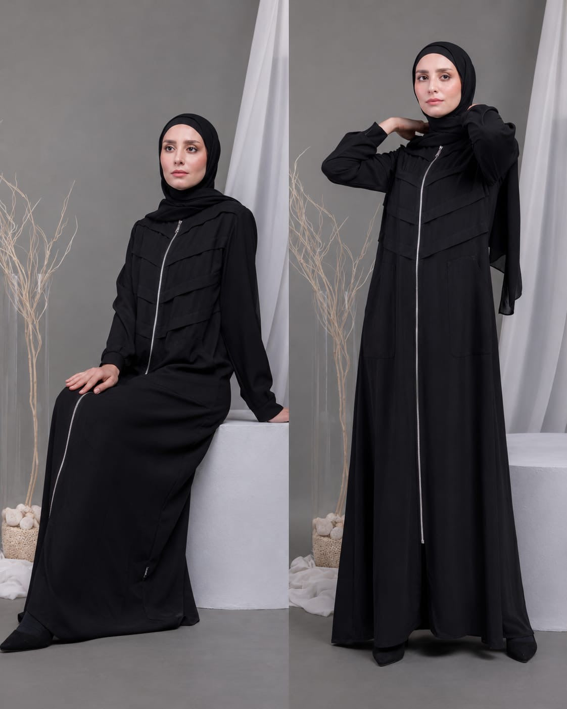 Black Zip Abaya š¤ with Pockets C94B