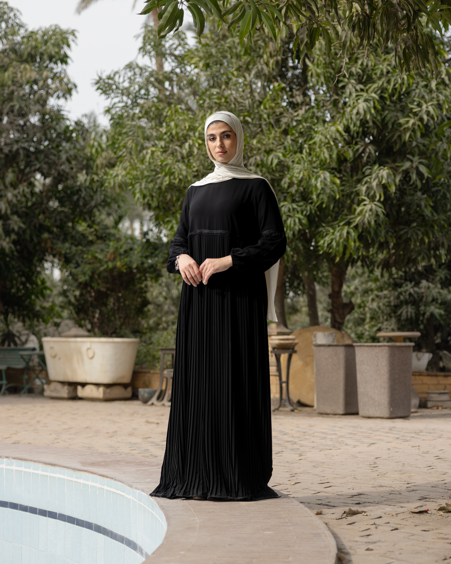 Pleated Abaya code 655. Black