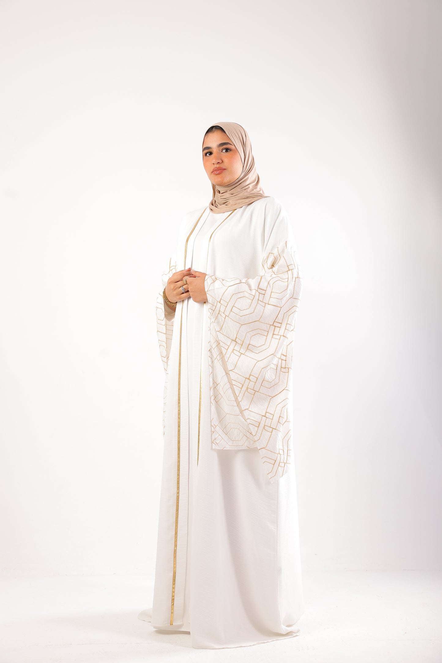 kaftan made of imported linen with elegant embroidery ✨Code 505 OffWhite