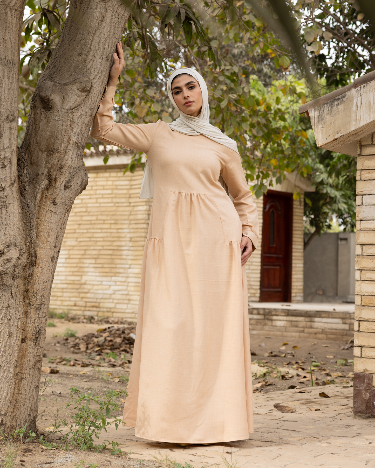Linen Dress with pockets Code 301 light beige