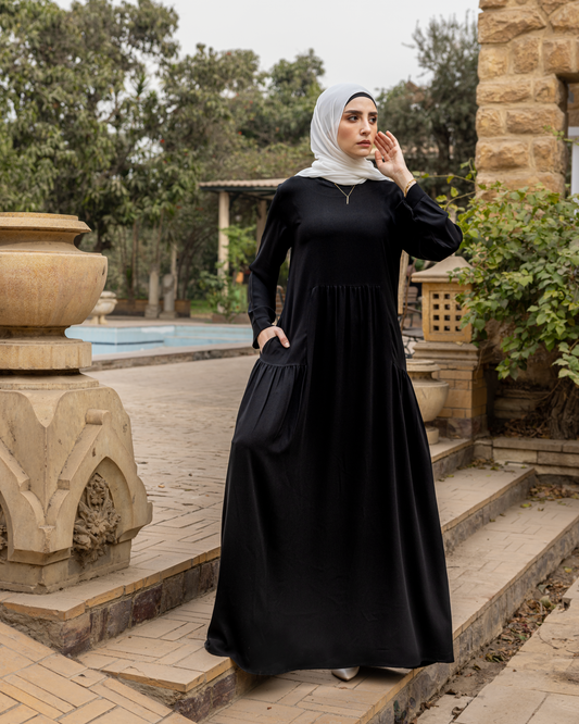 Crepe Abaya with pockets Code 301 Black