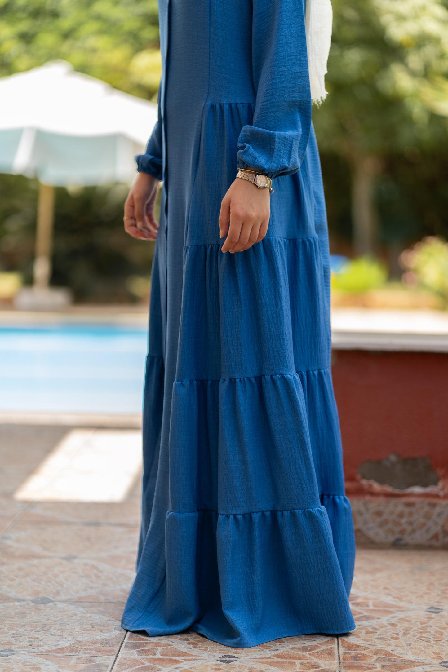 Buttoned linen dress code 109