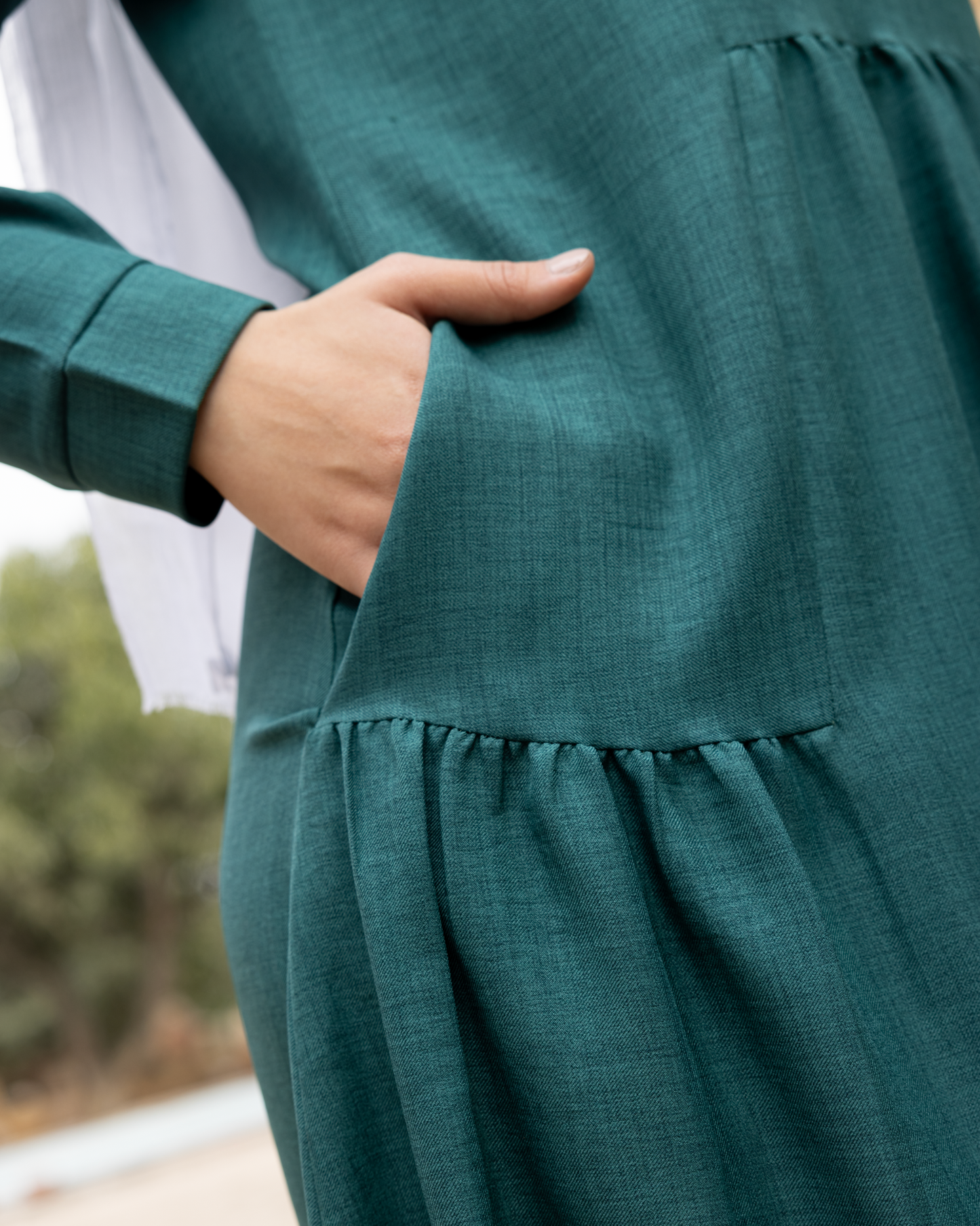 Linen dress with pockets Code 301 Green