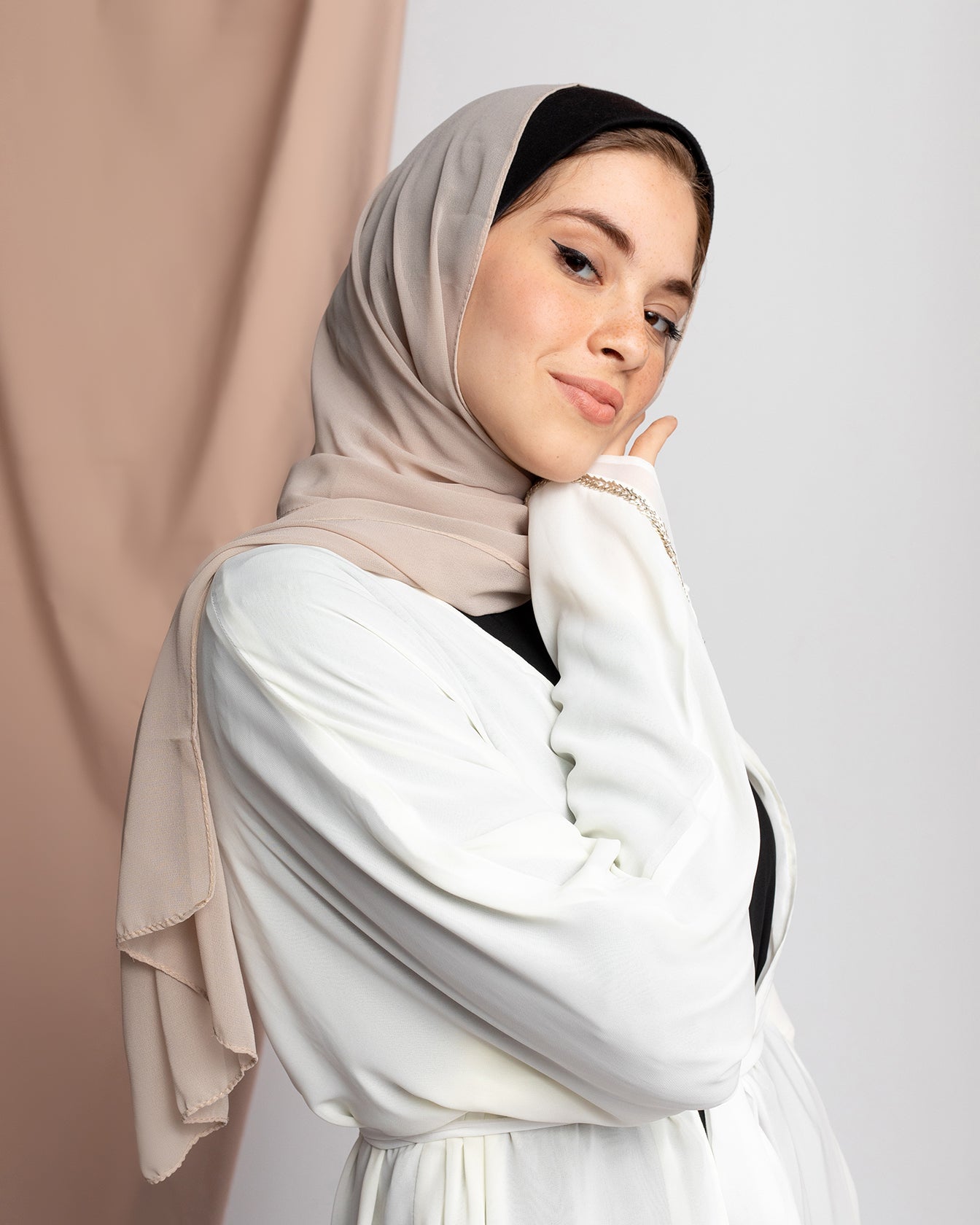 Double Layered Chiffon Cape Offwhite code 88