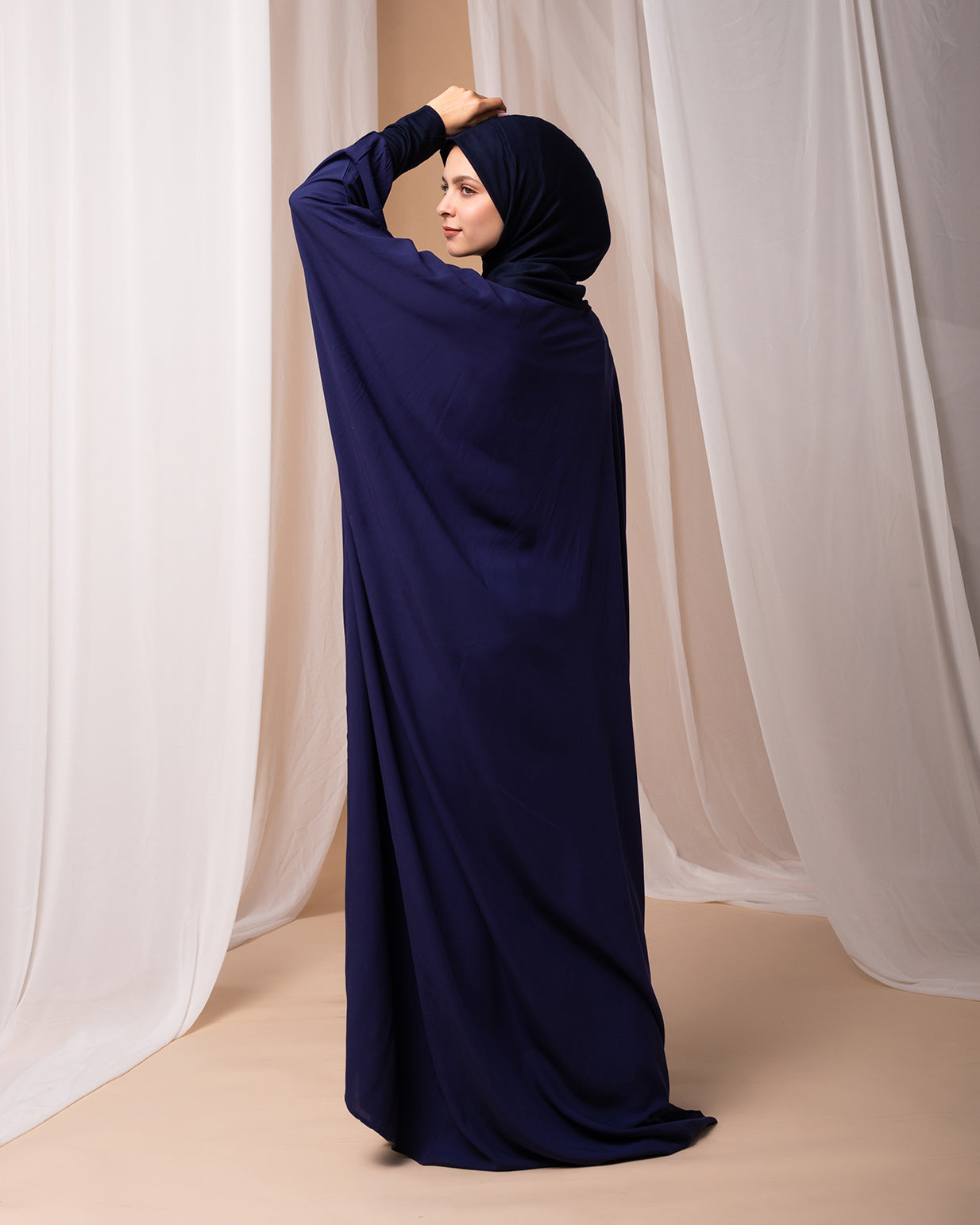 Free Size Prayer Wear navy blue with pearl code 333