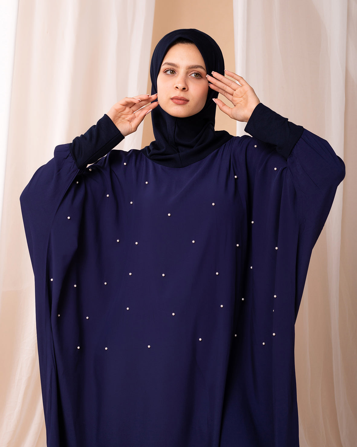 Free Size Prayer Wear navy blue with pearl code 333