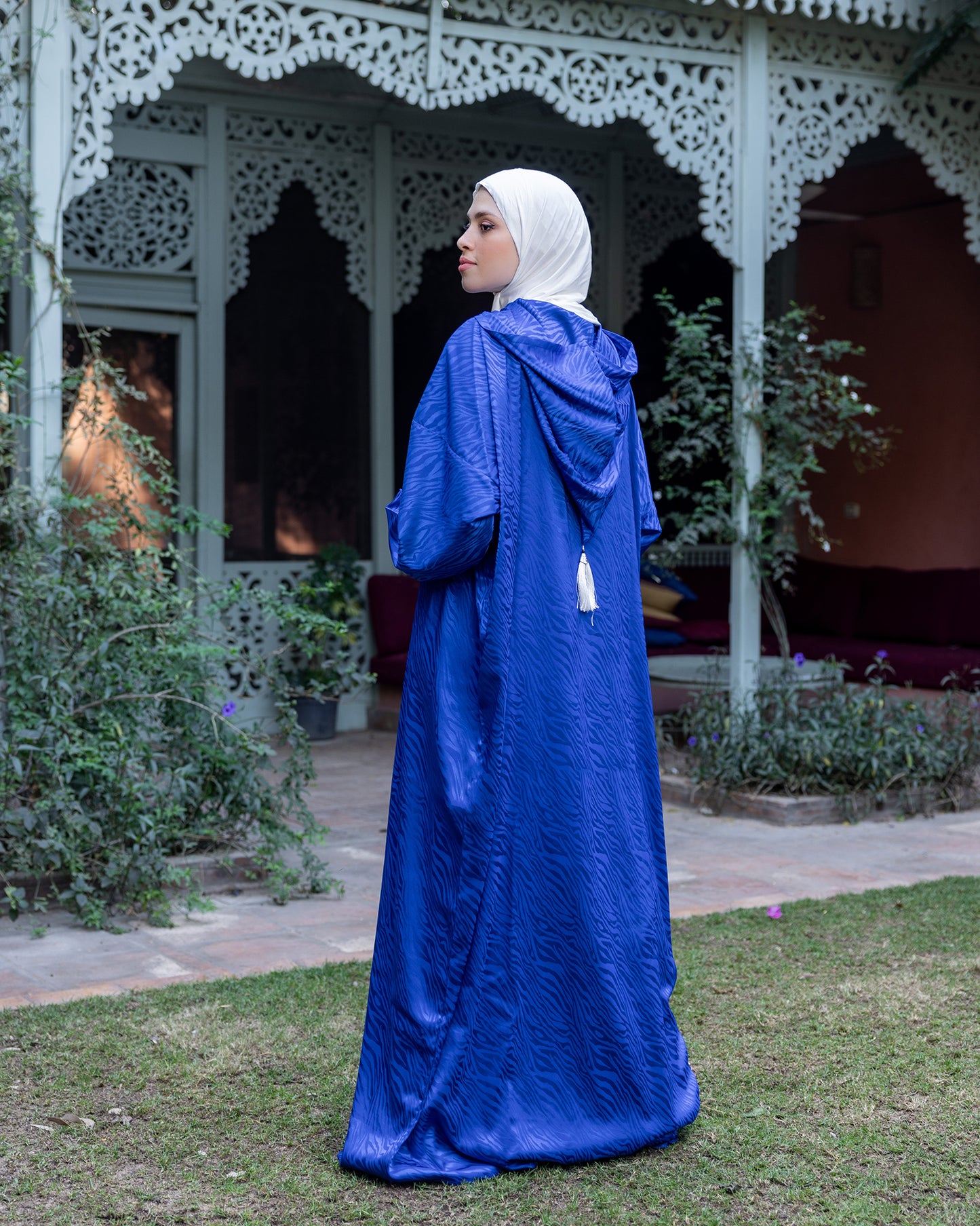 Moroccan Satin Prayer Wear Royal Blue