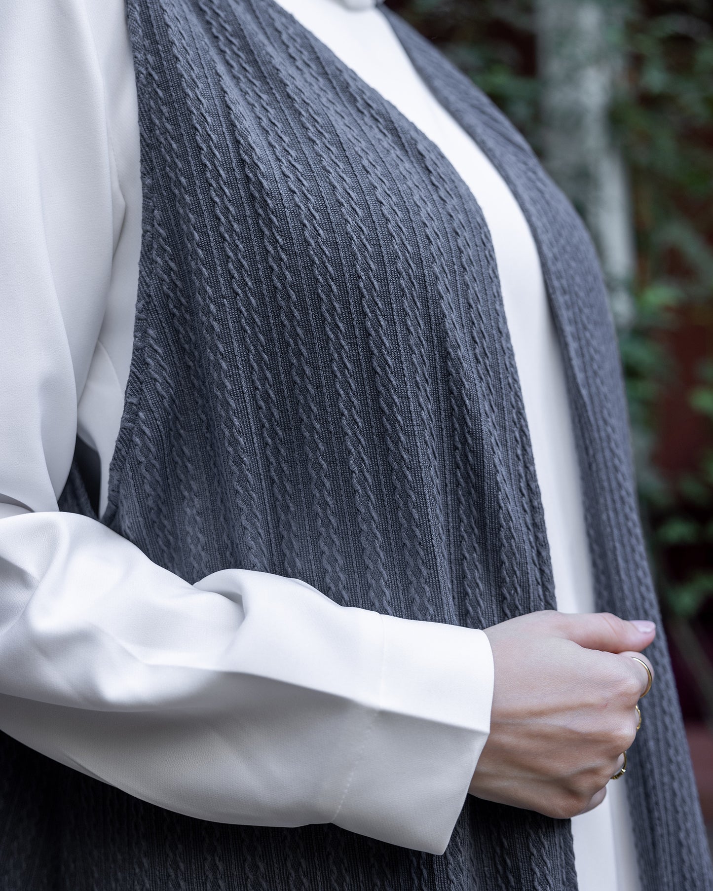 Wool Knit Cardigan Grey