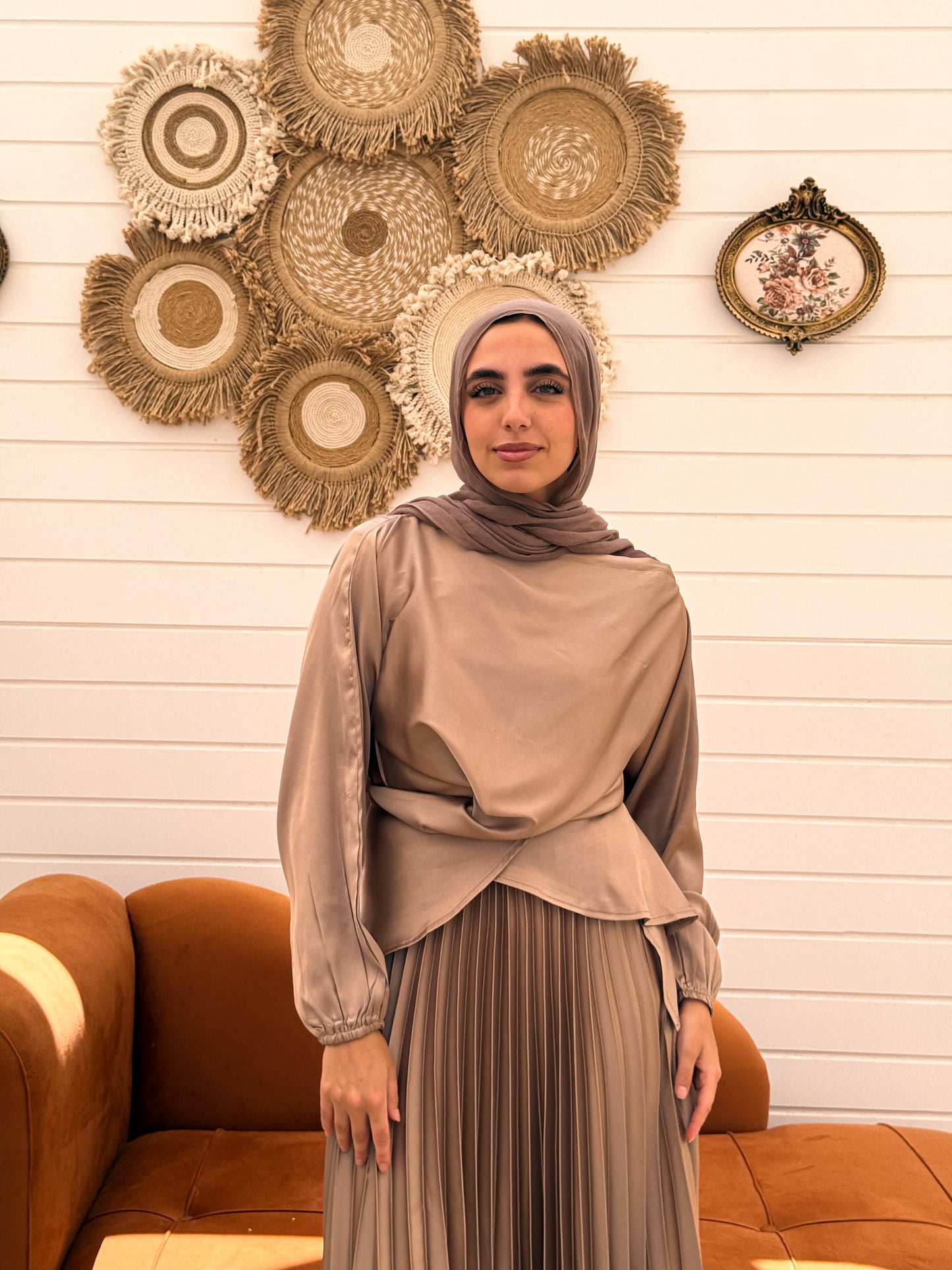 Cross Wrapped Pleated Set C306 Café