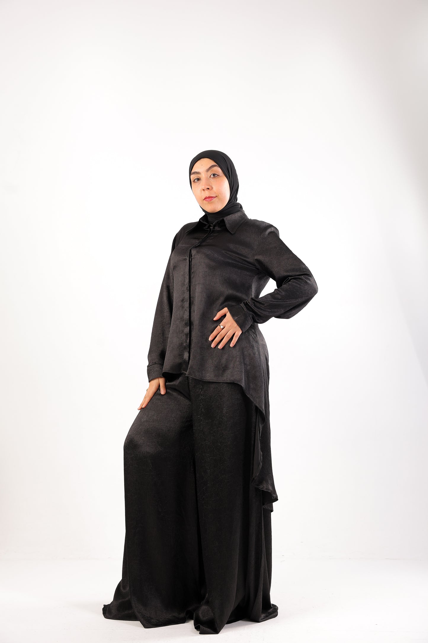 Silk Wide-Leg Set – Code 4695 Black