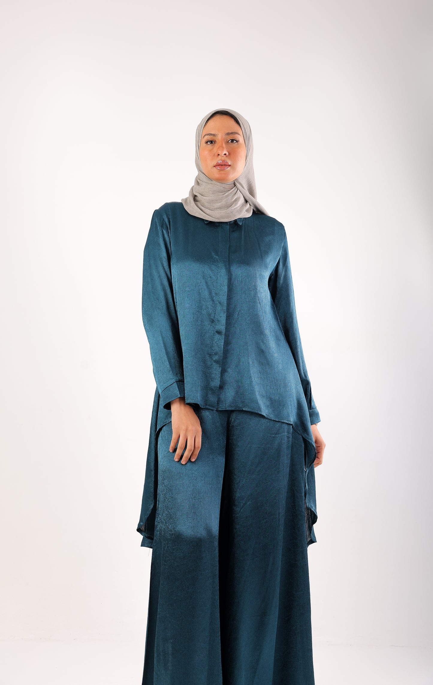 Silk Wide-Leg Set – Code 4695 Blue