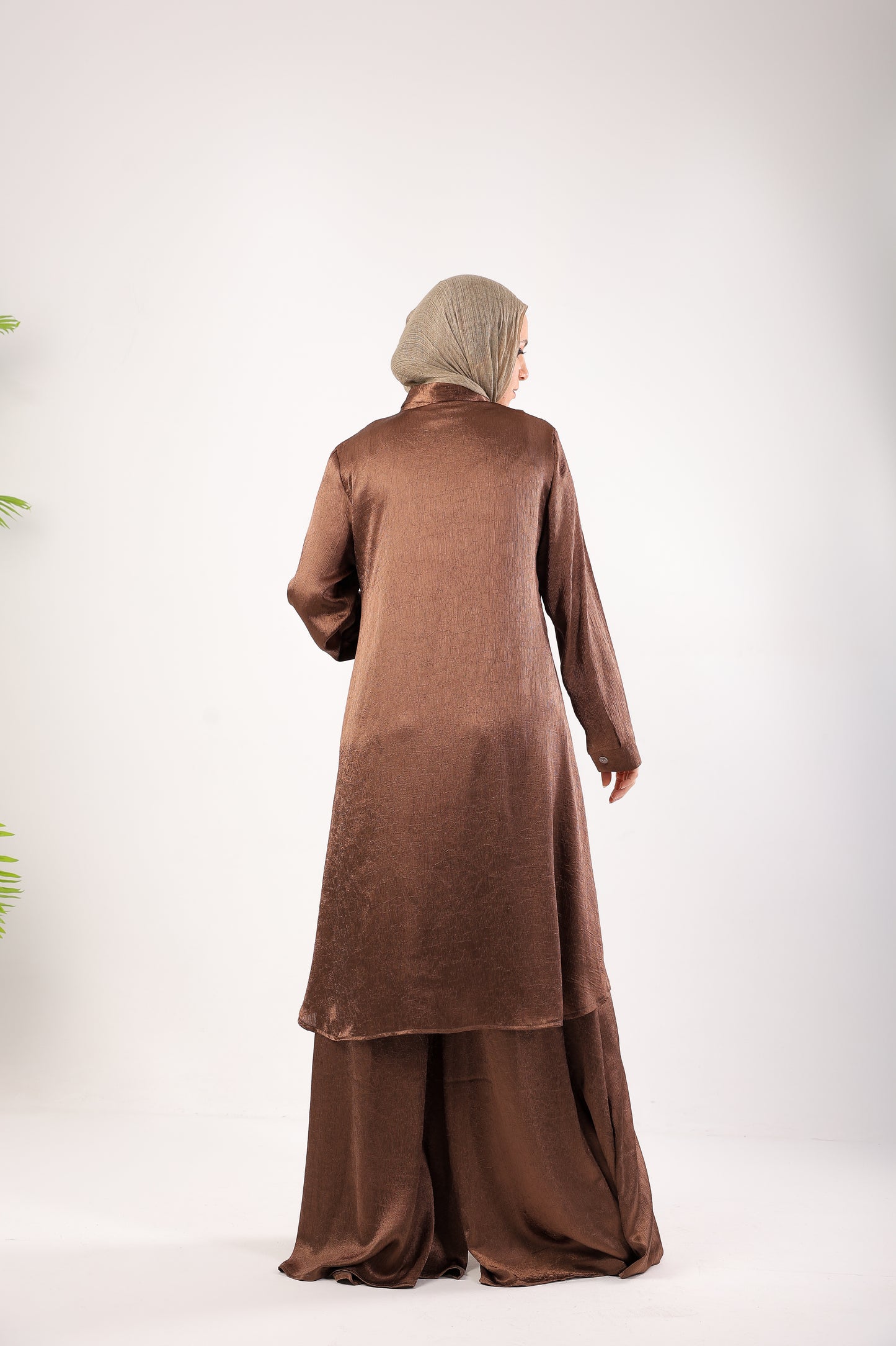Silk Wide-Leg Set – Code 4695 Brown