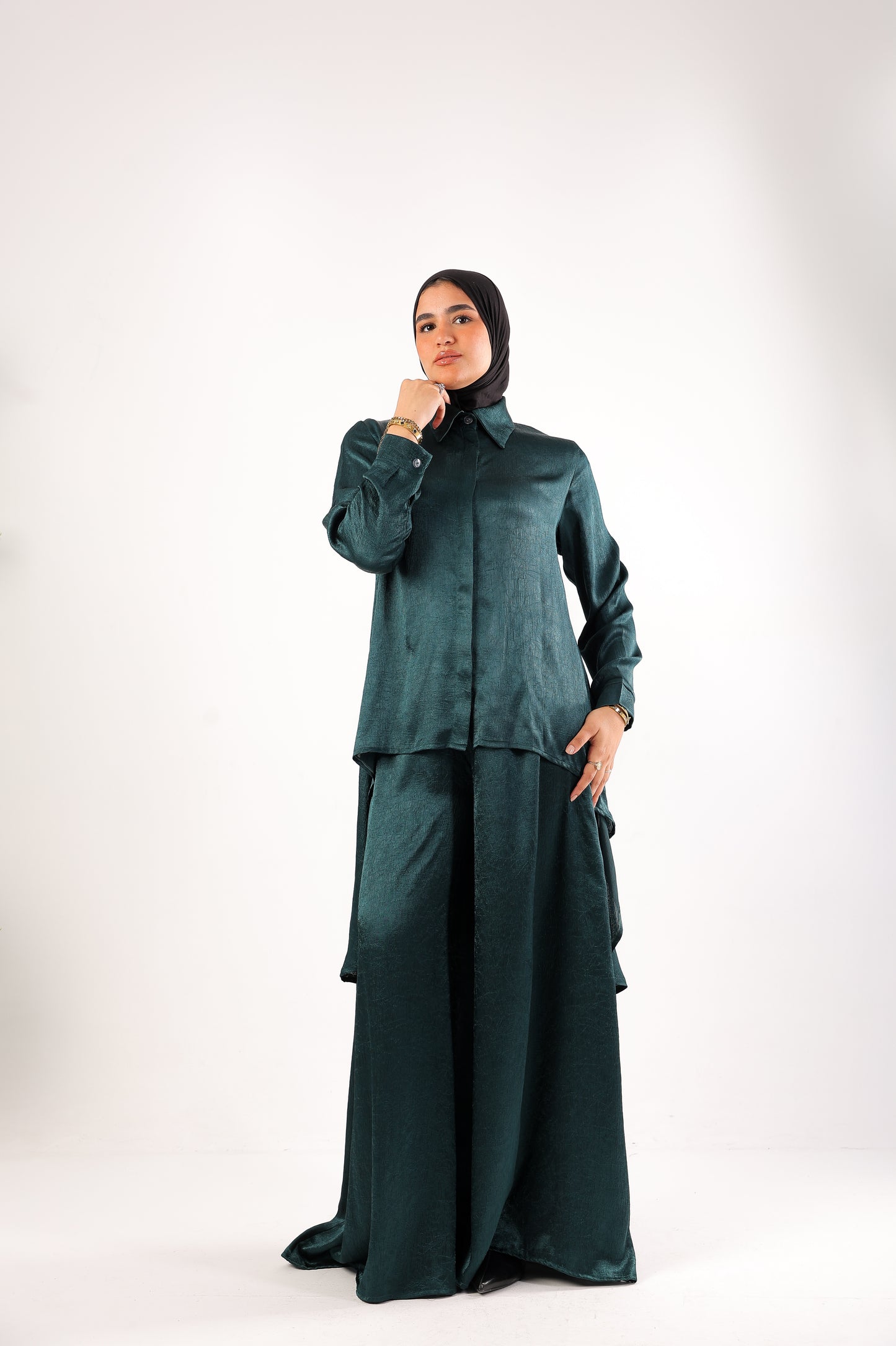 Silk Wide-Leg Set – Code 4695 Teal.