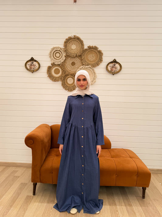 Gathered Waist Dress C408  Dusty Blue