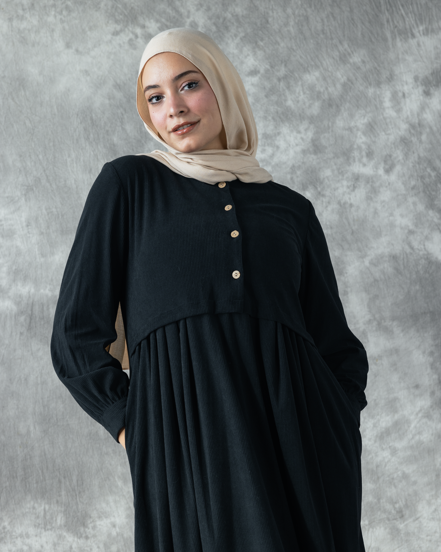 Rib velvet dress with pocket Code FW 108 black