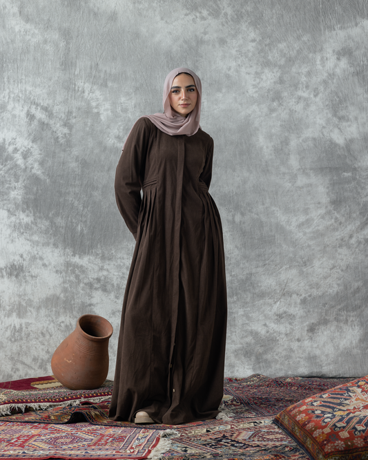 Rib velvet dress with buttons Code Fw 104 brown