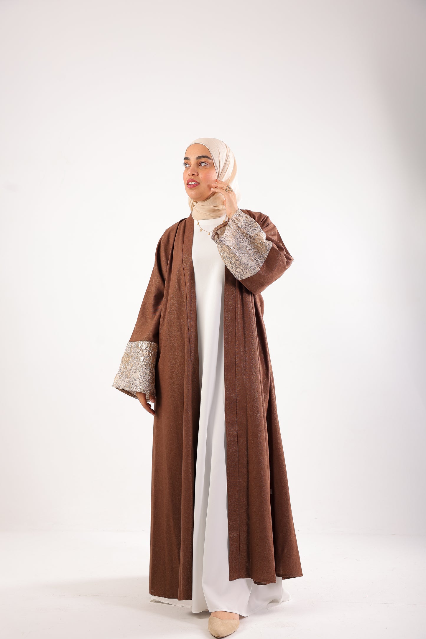 Elegant Shimmer Caftan – Code 511 Brown