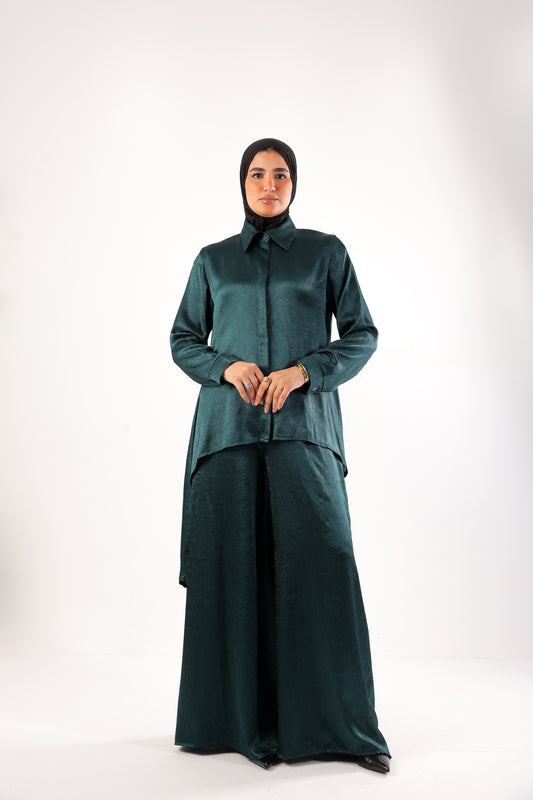 Silk Wide-Leg Set – Code 4695 Teal.