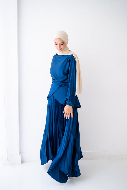 Diva pleated Satin Set Code 306 Blue