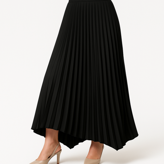 Asymmetric Pleated Satin Skirt code 41 black
