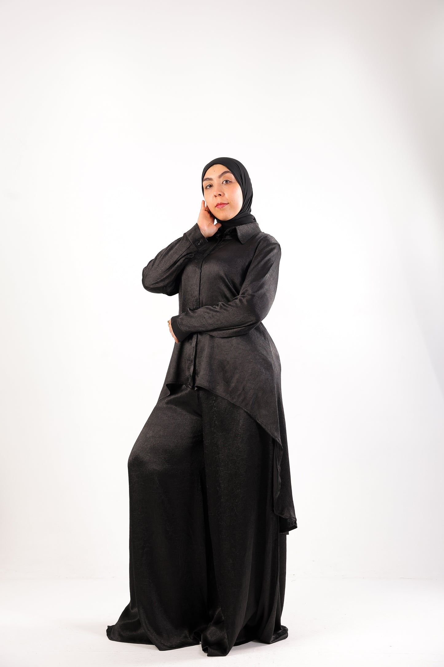 Silk Wide-Leg Set – Code 4695 Black