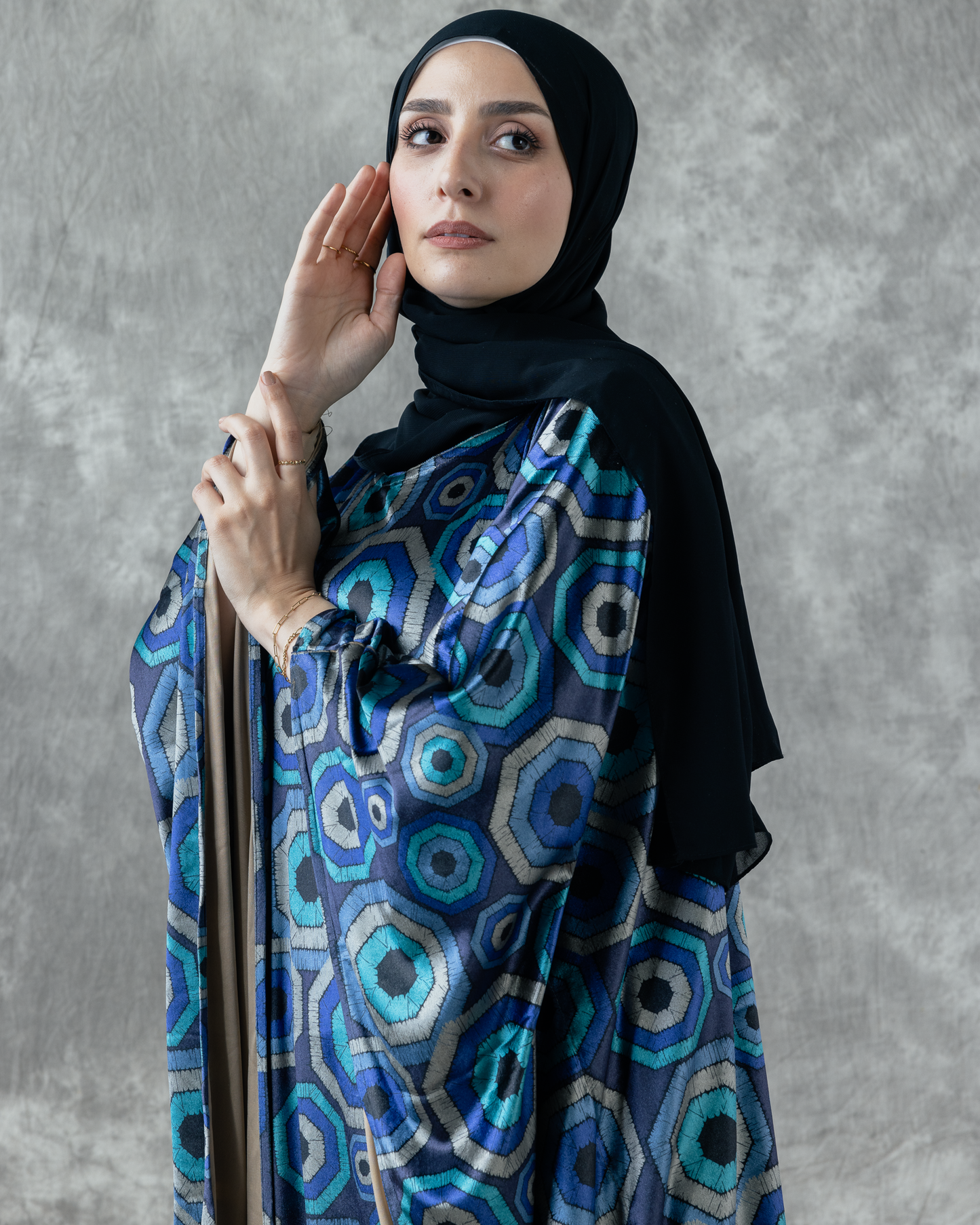 Kaftan jilbab velvet with belt inside Code 777 blue Navy Blue