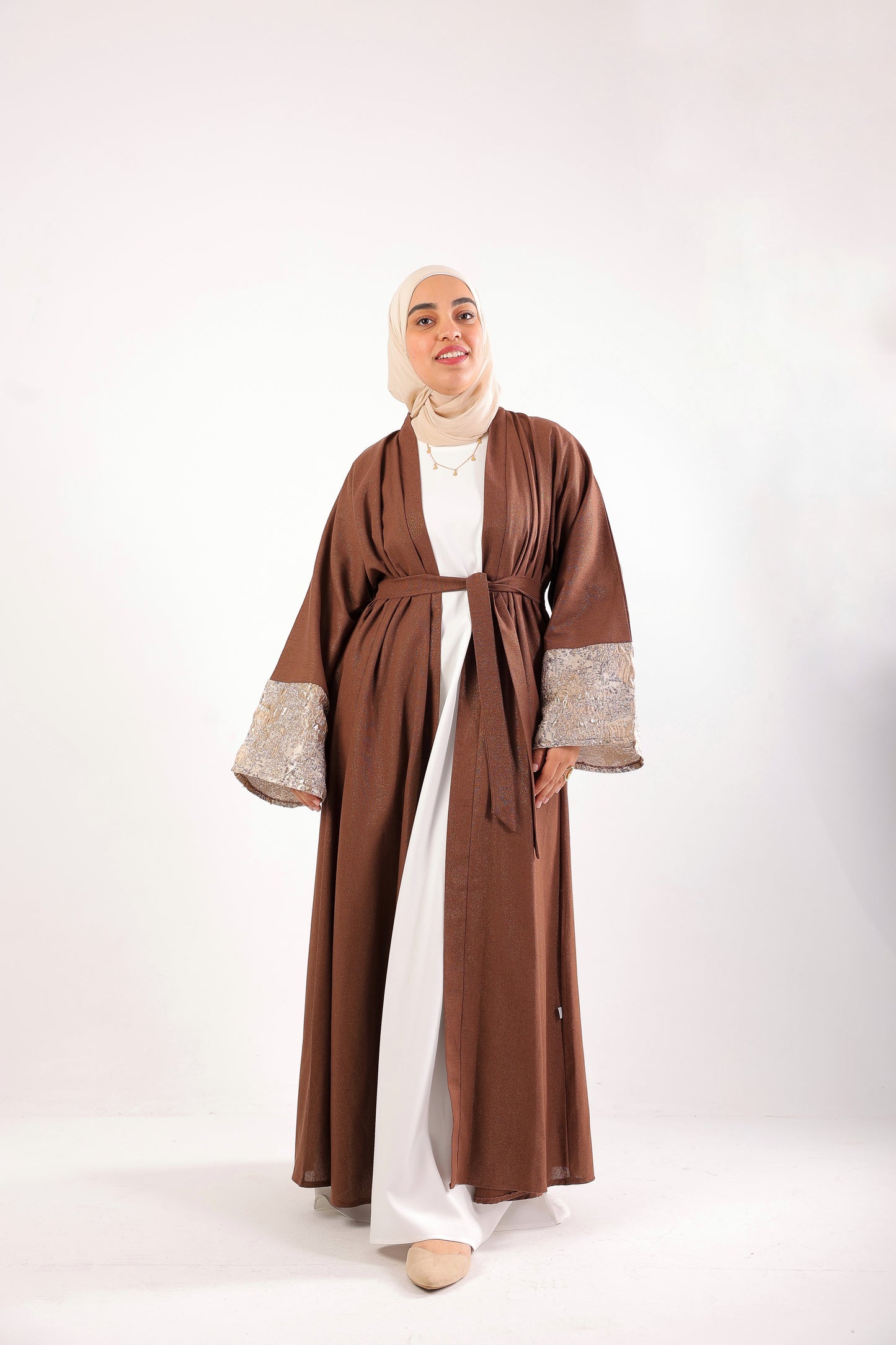 Elegant Shimmer Caftan – Code 511 Brown